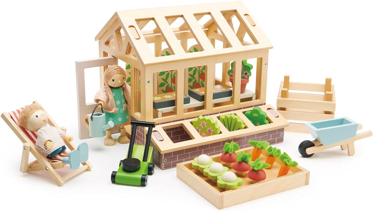Tender Leaf Toys - Greenhouse Garden Set - 28 Pcs Natural Gardening Miniature Pretend Play Set, Wooden Harvest Farm Toys Tender Leaf Toys - Greenhouse Garden Set - 28 Pcs Natural Gardening Miniature Pretend Play Set, Wooden Harvest Farm Toys - Inspires Endless Imaginative Play - Age 3+