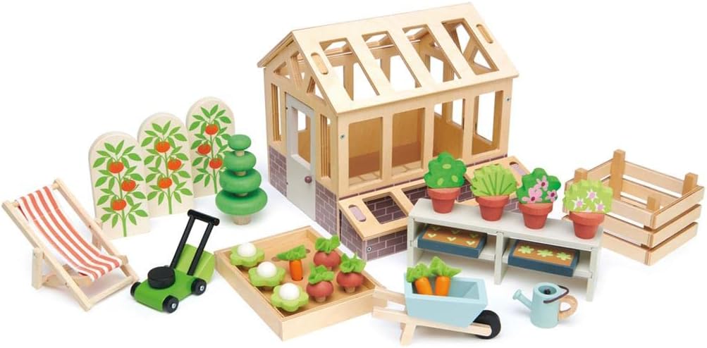 Tender Leaf Toys - Greenhouse Garden Set - 28 Pcs Natural Gardening Miniature Pretend Play Set, Wooden Harvest Farm Toys Tender Leaf Toys - Greenhouse Garden Set - 28 Pcs Natural Gardening Miniature Pretend Play Set, Wooden Harvest Farm Toys - Inspires Endless Imaginative Play - Age 3+
