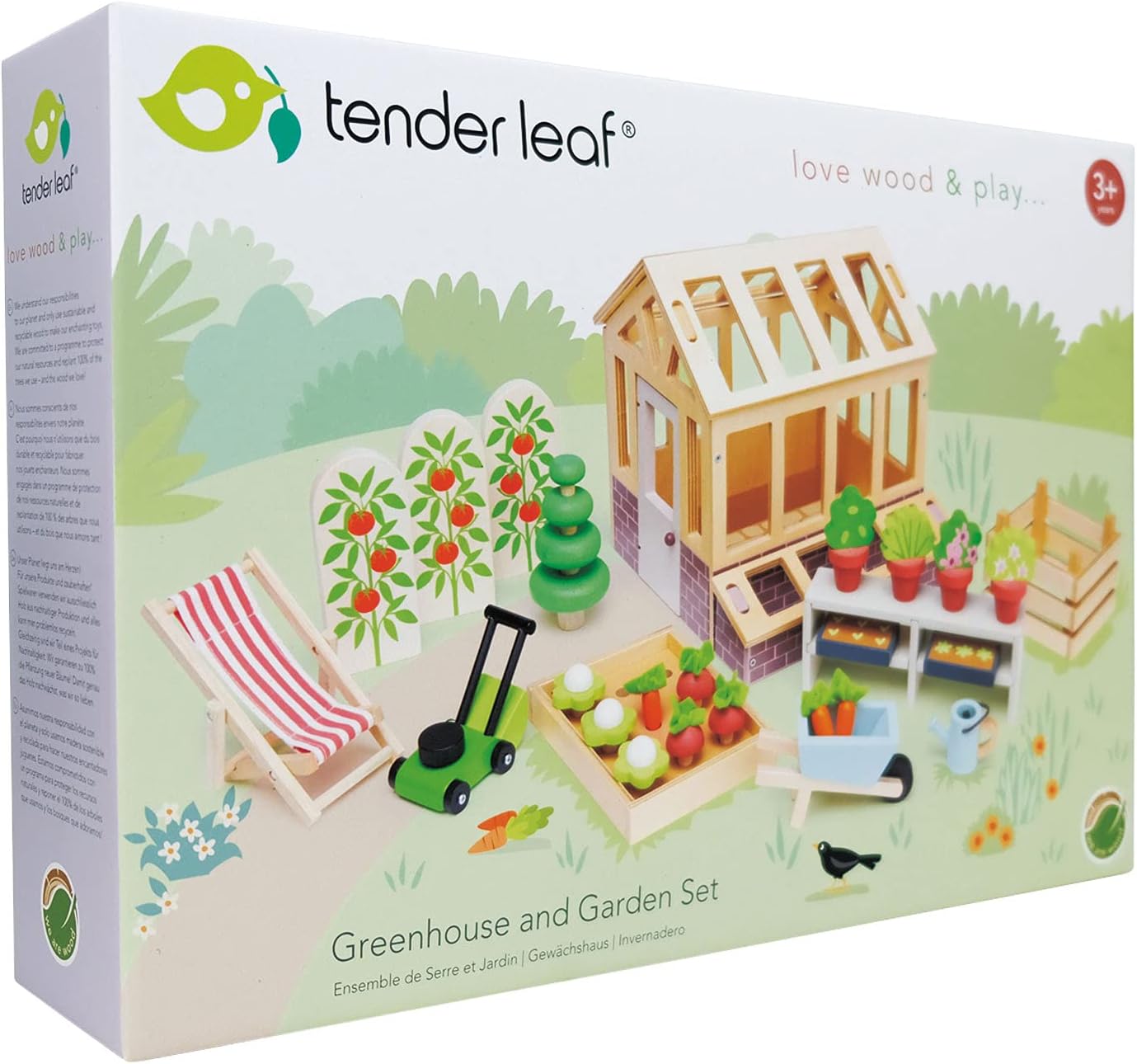 Tender Leaf Toys - Greenhouse Garden Set - 28 Pcs Natural Gardening Miniature Pretend Play Set, Wooden Harvest Farm Toys Tender Leaf Toys - Greenhouse Garden Set - 28 Pcs Natural Gardening Miniature Pretend Play Set, Wooden Harvest Farm Toys - Inspires Endless Imaginative Play - Age 3+