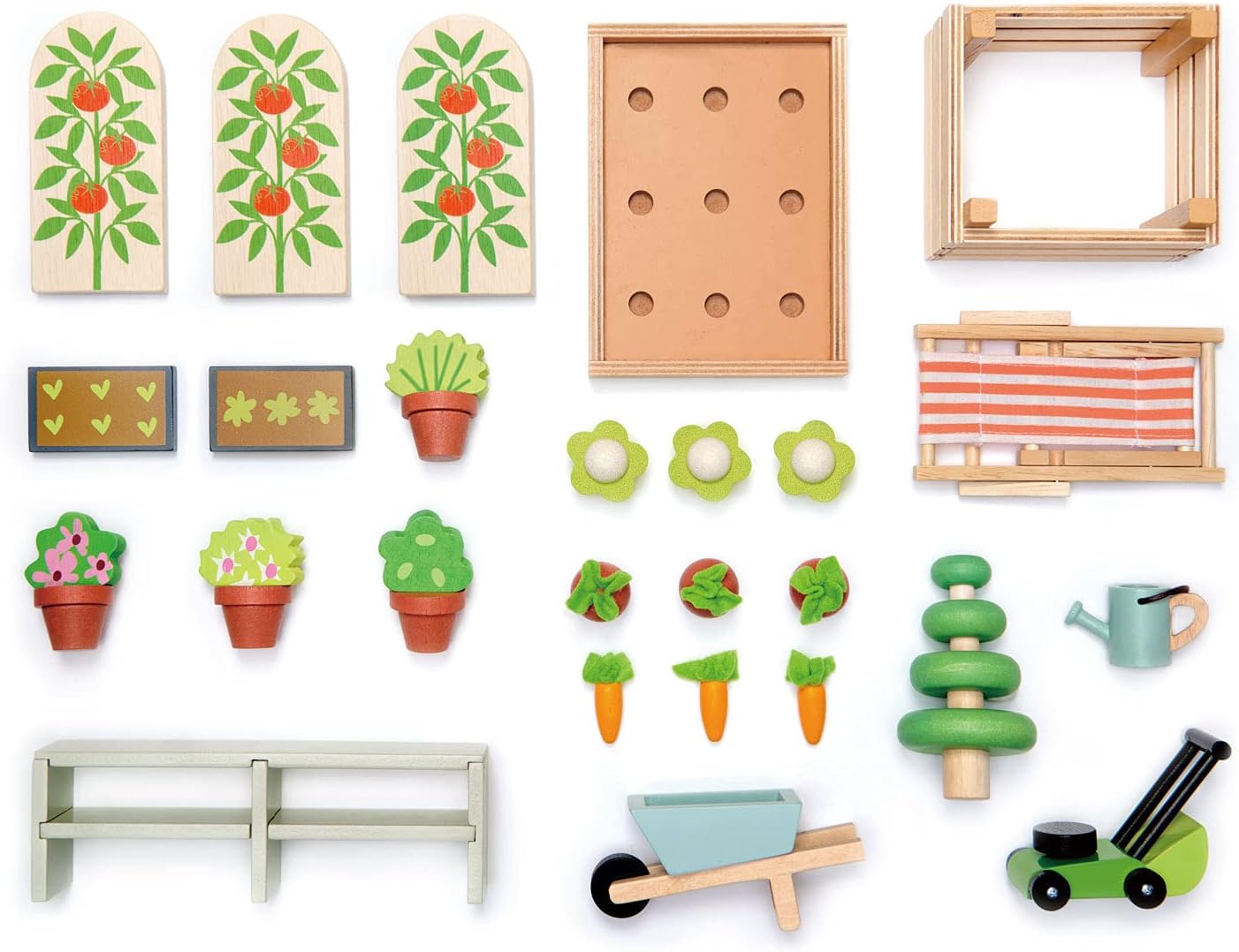 Tender Leaf Toys - Greenhouse Garden Set - 28 Pcs Natural Gardening Miniature Pretend Play Set, Wooden Harvest Farm Toys Tender Leaf Toys - Greenhouse Garden Set - 28 Pcs Natural Gardening Miniature Pretend Play Set, Wooden Harvest Farm Toys - Inspires Endless Imaginative Play - Age 3+