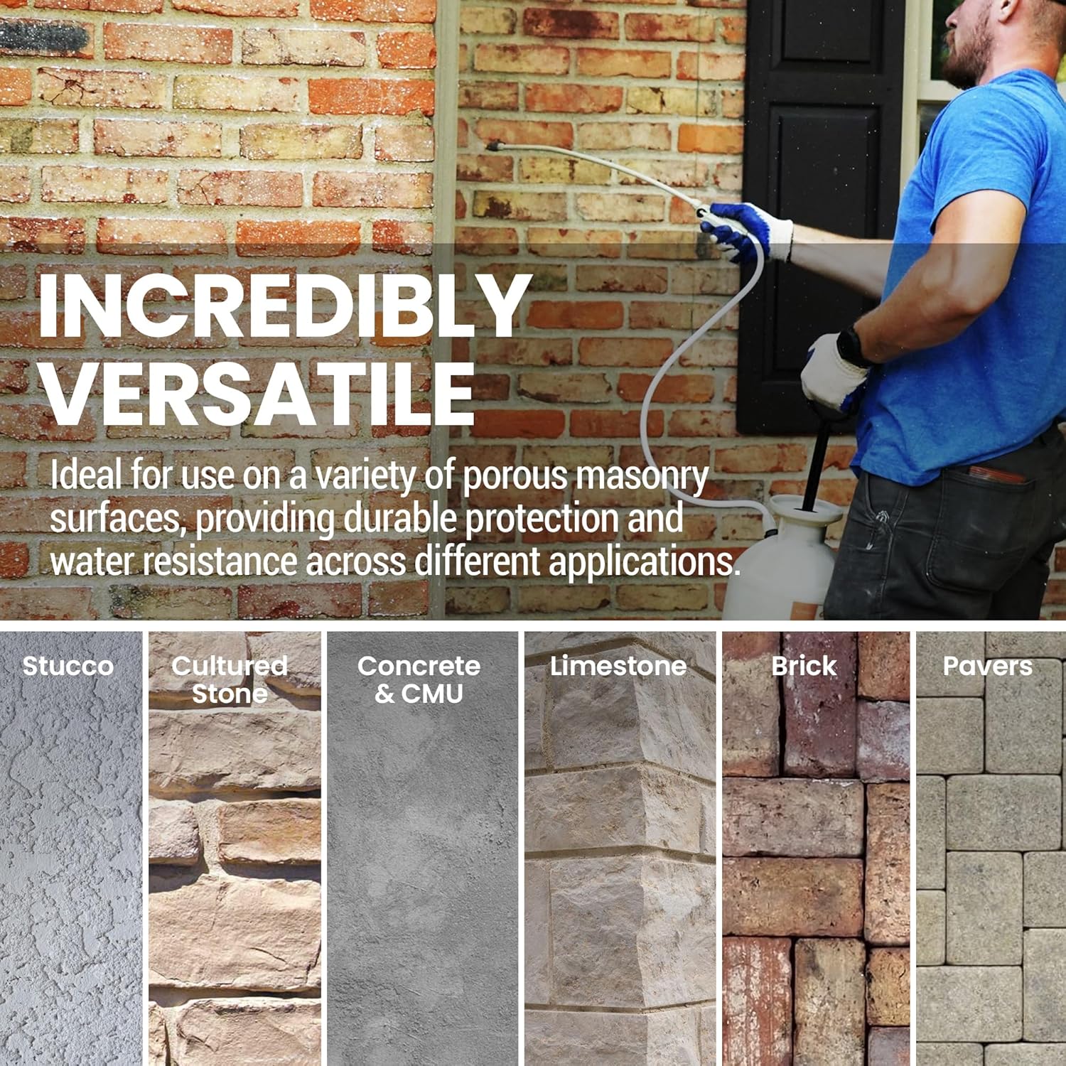 LastiSeal Brick & Concrete Sealer - Waterproofs & Strengthens Brick, Concrete, Pavers, Porous Stone - Flat/Natural - 5 Gals LastiSeal Brick & Concrete Sealer - Waterproofs & Strengthens Brick, Concrete, Pavers, Porous Stone - Flat/Natural - 5 Gals