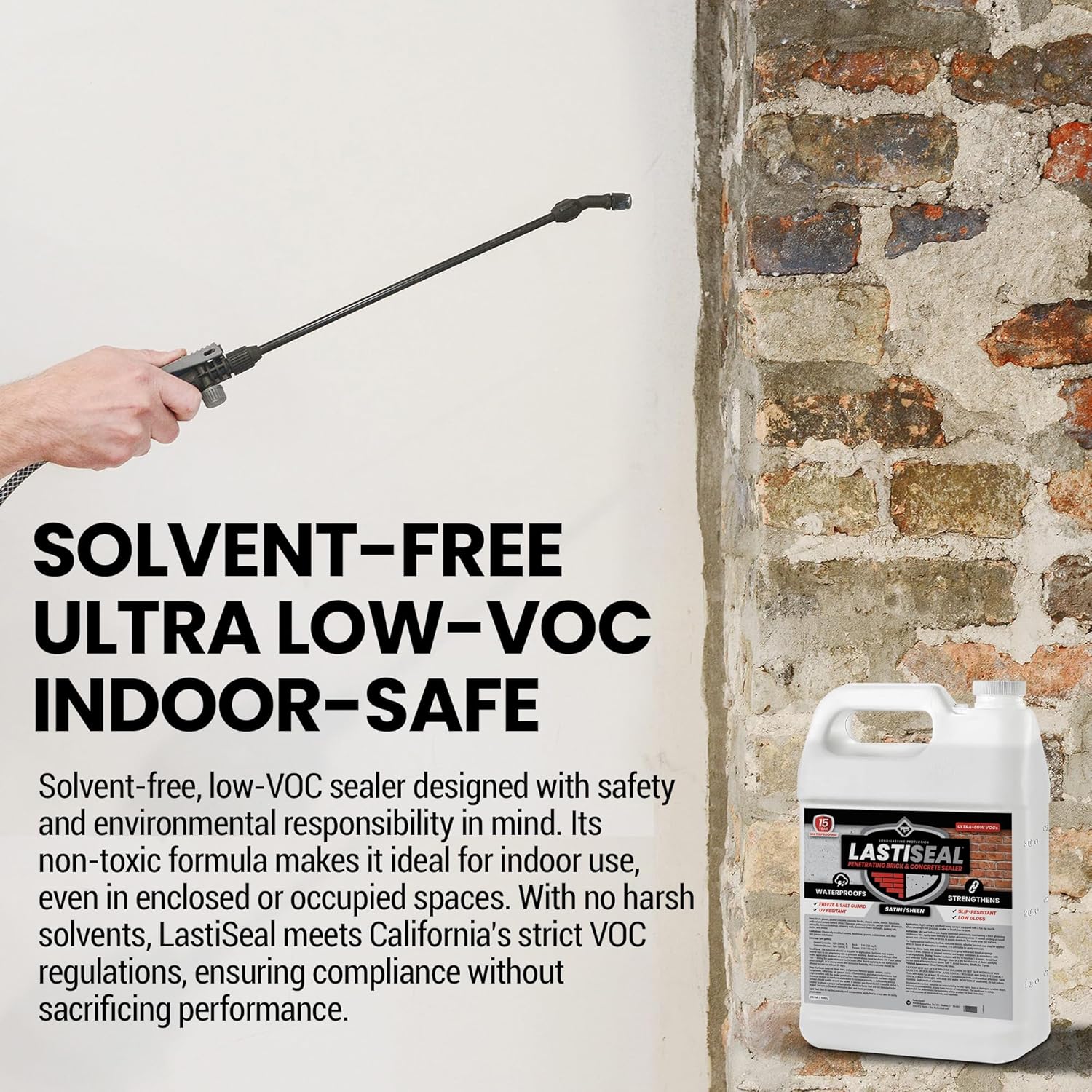 LastiSeal Brick & Concrete Sealer - Waterproofs & Strengthens Brick, Concrete, Pavers, Porous Stone - Flat/Natural - 5 Gals LastiSeal Brick & Concrete Sealer - Waterproofs & Strengthens Brick, Concrete, Pavers, Porous Stone - Flat/Natural - 5 Gals