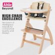Abiie Beyond Junior Wooden High Chair with Tray - Adjustable and Convertible High Chair for Babies and Toddlers - 6 Months to 250 Lb - Water Resistant - Natural Wood with Beige Cushion