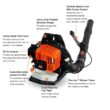 ECHO 200 MPH 700 CFM 59.7 cc Gas Low Exhaust Emission Engine Backpack Leaf Blower with Tube-Mounted Throttle PB-5810T