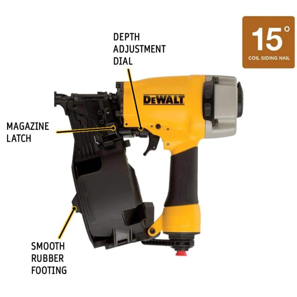 DEWALT Pneumatic 15-Degree Coil Corded Siding Nailer DW66C-1 DEWALT Pneumatic 15-Degree Coil Corded Siding Nailer DW66C-1