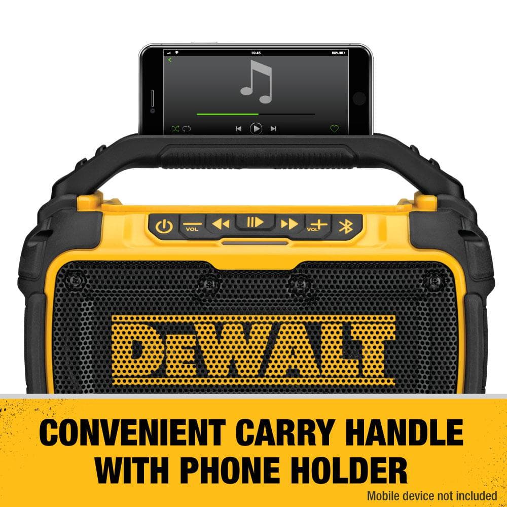 DEWALT 20V MAX Lithium-Ion Cordless Bluetooth Speaker with POWERSTACK 1.7 Ah Battery Pack and Charger DCR010WDCBP034C DEWALT 20V MAX Lithium-Ion Cordless Bluetooth Speaker with POWERSTACK 1.7 Ah Battery Pack and Charger DCR010WDCBP034C
