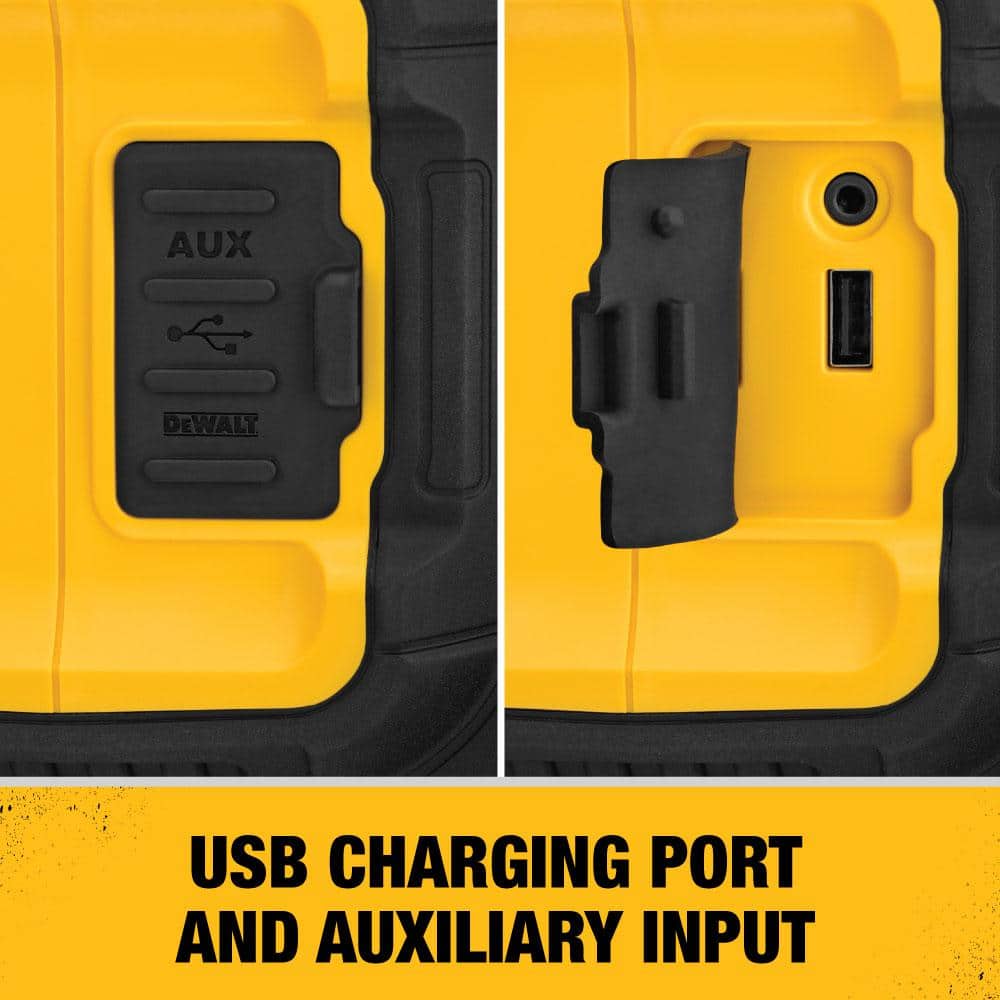 DEWALT 20V MAX Lithium-Ion Cordless Bluetooth Speaker with POWERSTACK 1.7 Ah Battery Pack and Charger DCR010WDCBP034C DEWALT 20V MAX Lithium-Ion Cordless Bluetooth Speaker with POWERSTACK 1.7 Ah Battery Pack and Charger DCR010WDCBP034C
