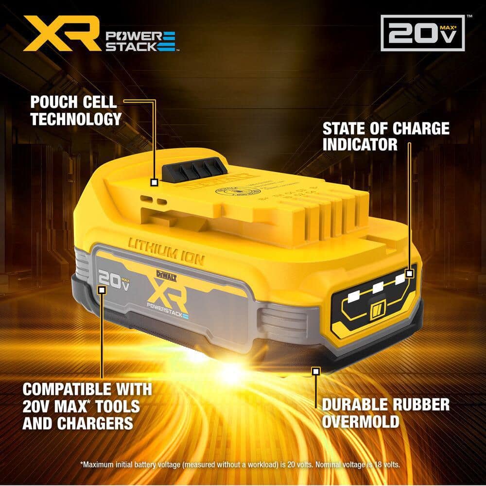 DEWALT 20V MAX Lithium-Ion Cordless Bluetooth Speaker with POWERSTACK 1.7 Ah Battery Pack and Charger DCR010WDCBP034C DEWALT 20V MAX Lithium-Ion Cordless Bluetooth Speaker with POWERSTACK 1.7 Ah Battery Pack and Charger DCR010WDCBP034C