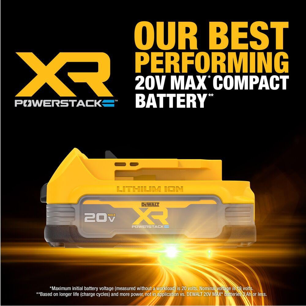 DEWALT 20V MAX Lithium-Ion Cordless Bluetooth Speaker with POWERSTACK 1.7 Ah Battery Pack and Charger DCR010WDCBP034C DEWALT 20V MAX Lithium-Ion Cordless Bluetooth Speaker with POWERSTACK 1.7 Ah Battery Pack and Charger DCR010WDCBP034C