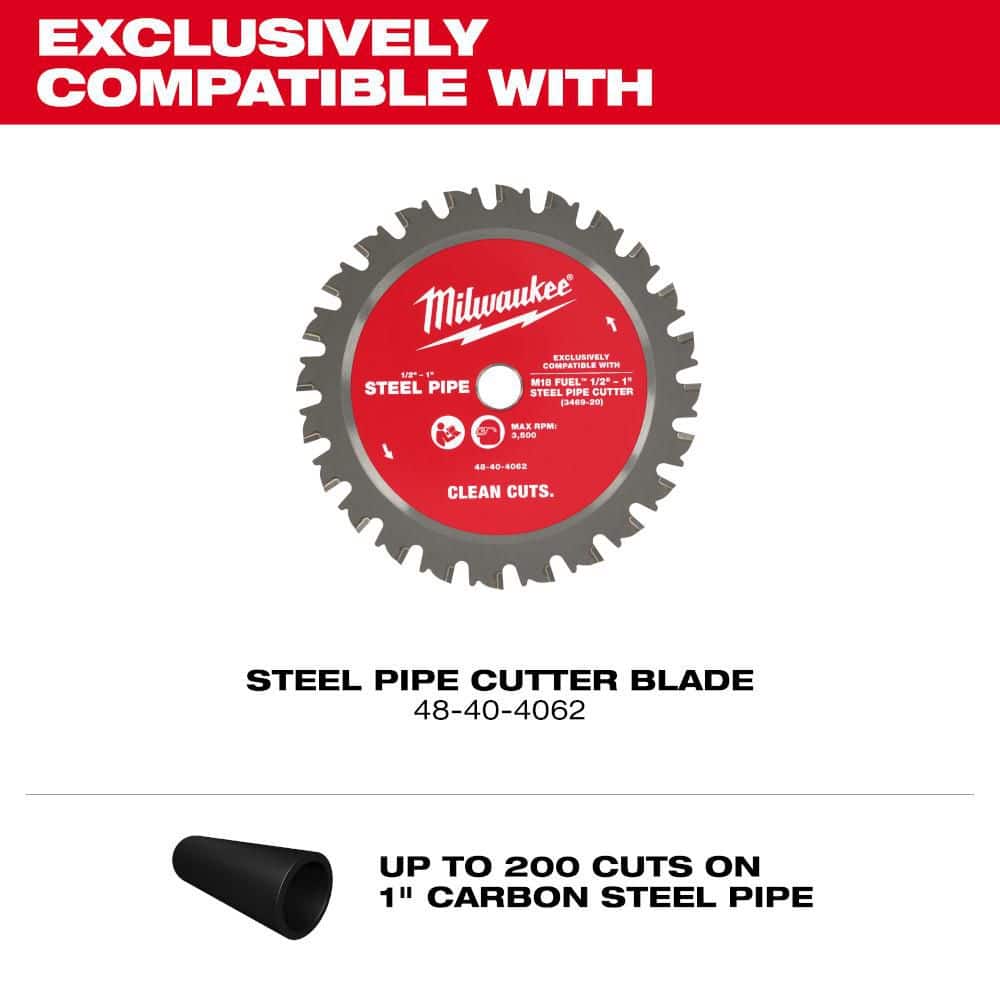 Milwaukee M18 FUEL 18V Lithium-Ion Brushless Cordless 1/2 in.-1 in. Steel Pipe Cutter 3469-20 Milwaukee M18 FUEL 18V Lithium-Ion Brushless Cordless 1/2 in.-1 in. Steel Pipe Cutter 3469-20