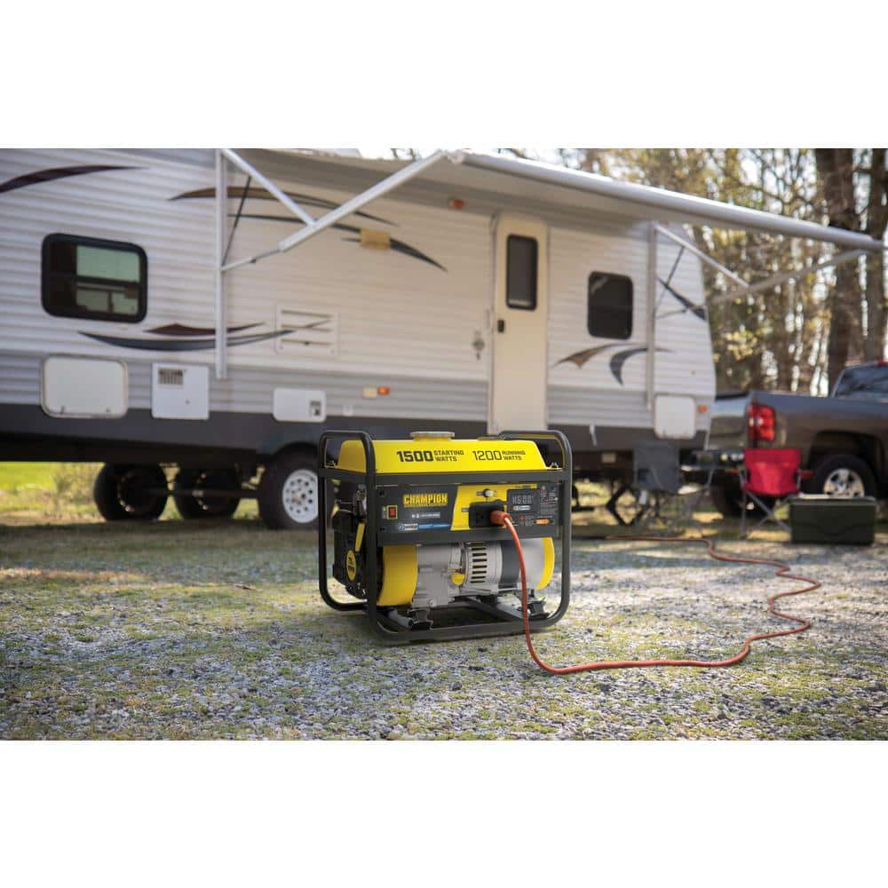 Champion Power Equipment 1500/1200-Watt Recoil Start Gasoline Powered RV Ready Portable Generator with CO Shield 201285