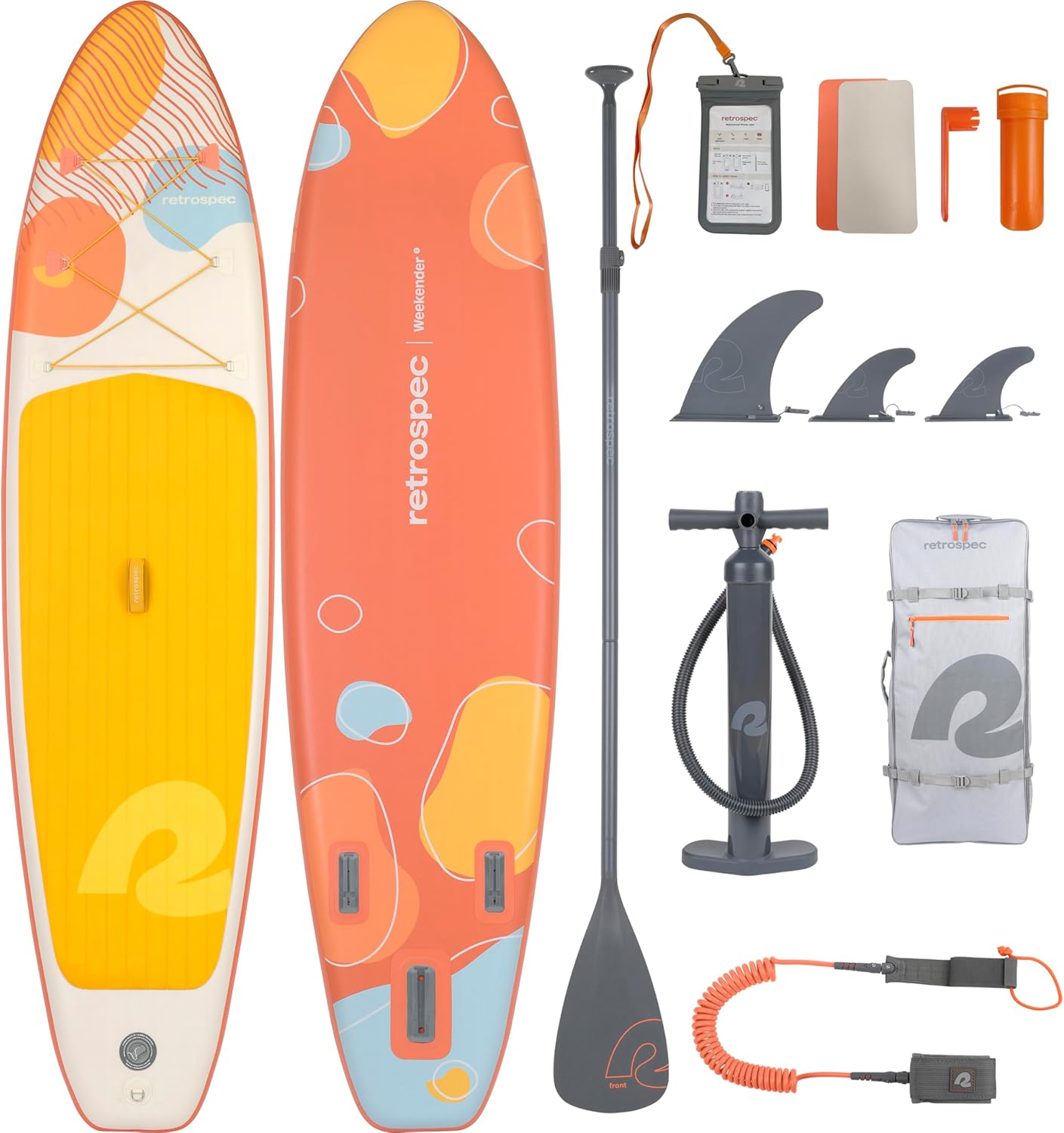 Retrospec Weekender Inflatable Stand Up Paddle Board Includes Paddle, Pump, and Accessories 10’6” Lightweight iSUP, Coral Foam Retrospec Weekender Inflatable Stand Up Paddle Board Includes Paddle, Pump, and Accessories 10’6” Lightweight iSUP, Puncture Resistant Inflatable Paddle Board for Adults