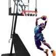 Basketball Hoop 44&48 Inch Backboard Portable Basketball Hoop Outdoor,5.3-10ft Stepless Regulation Crank Adjust Basketball Goal System