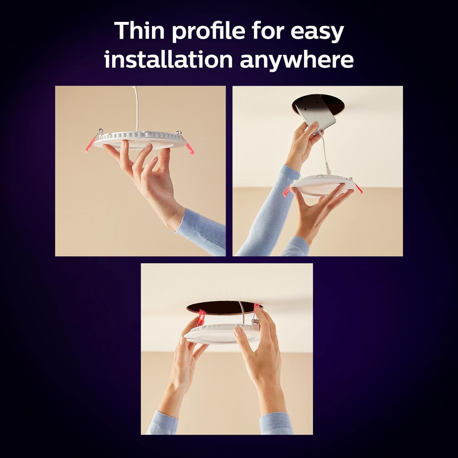 Philips Hue Smart Slim 5/6 Inch LED Downlight - White and Color Ambiance Color-Changing Light - 6 Pack Philips Hue Smart Slim 5/6 Inch LED Downlight - White and Color Ambiance Color-Changing Light - 6 Pack - 1200LM - Indoor - Control with Hue App - Works with Alexa, Google Assistant and Apple Homekit