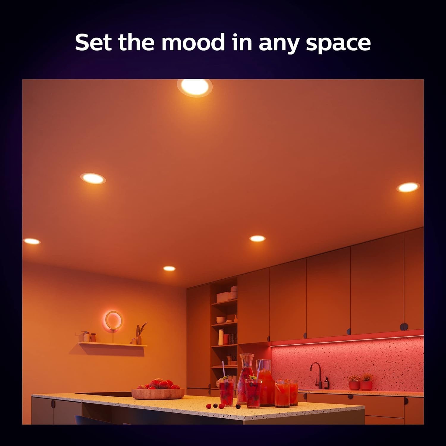 Philips Hue Smart Slim 5/6 Inch LED Downlight - White and Color Ambiance Color-Changing Light - 6 Pack Philips Hue Smart Slim 5/6 Inch LED Downlight - White and Color Ambiance Color-Changing Light - 6 Pack - 1200LM - Indoor - Control with Hue App - Works with Alexa, Google Assistant and Apple Homekit