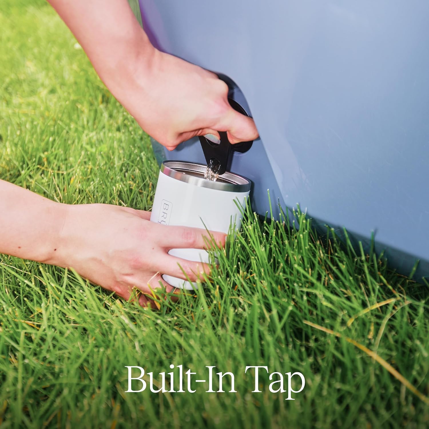 BrüMate BrüTank Wheeled Hard Cooler with Built-in Drink Dispenser Tank and Tap | 55qt. - White BrüMate BrüTank Wheeled Hard Cooler with Built-in Drink Dispenser Tank and Tap | Perfect for Beach, Tailgating, Drinks, Camping, Sports Games, Parties and More