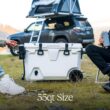 BrüMate BrüTank Wheeled Hard Cooler with Built-in Drink Dispenser Tank and Tap | 55 qt. - Blue Agave BrüMate BrüTank Wheeled Hard Cooler with Built-in Drink Dispenser Tank and Tap | Perfect for Beach, Tailgating, Drinks, Camping, Sports Games, Parties and More