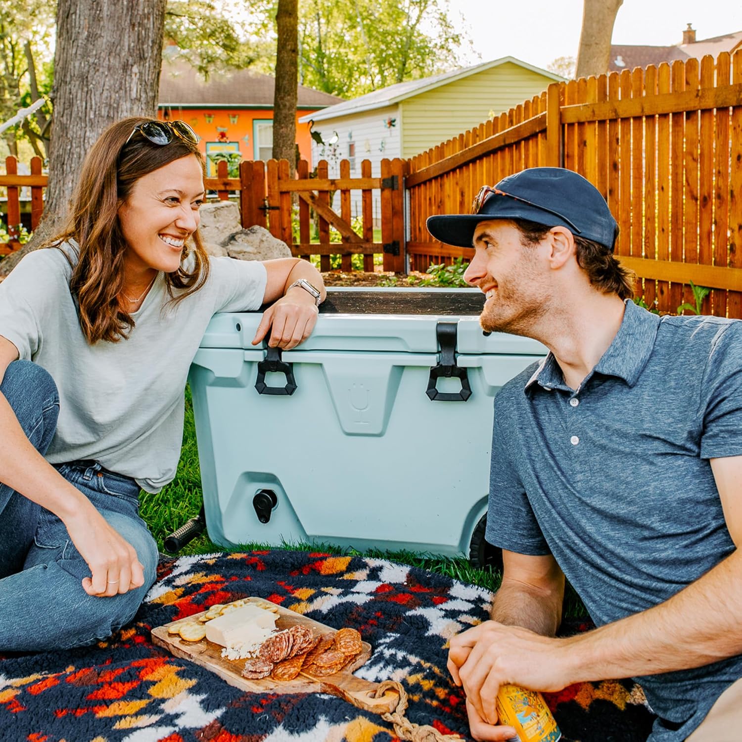 BrüMate BrüTank Wheeled Hard Cooler with Built-in Drink Dispenser Tank and Tap | 55 qt. - Blue Agave BrüMate BrüTank Wheeled Hard Cooler with Built-in Drink Dispenser Tank and Tap | Perfect for Beach, Tailgating, Drinks, Camping, Sports Games, Parties and More