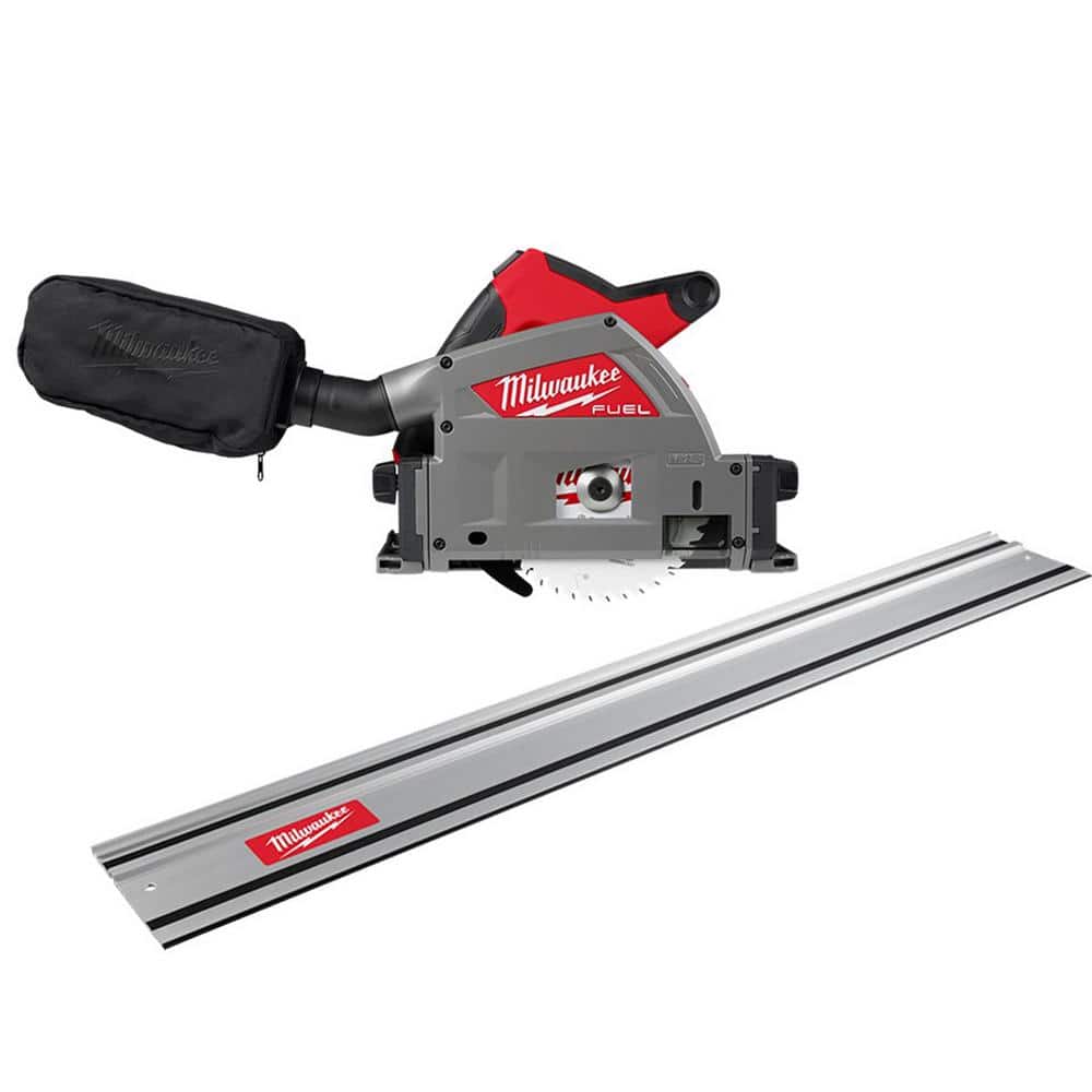 Milwaukee M18 FUEL 18V Lithium-Ion Cordless Brushless 6-1/2 in. Plunge Cut Track Saw with 55 in. Track Saw Guide Rail 2831-20-48-08-0571
