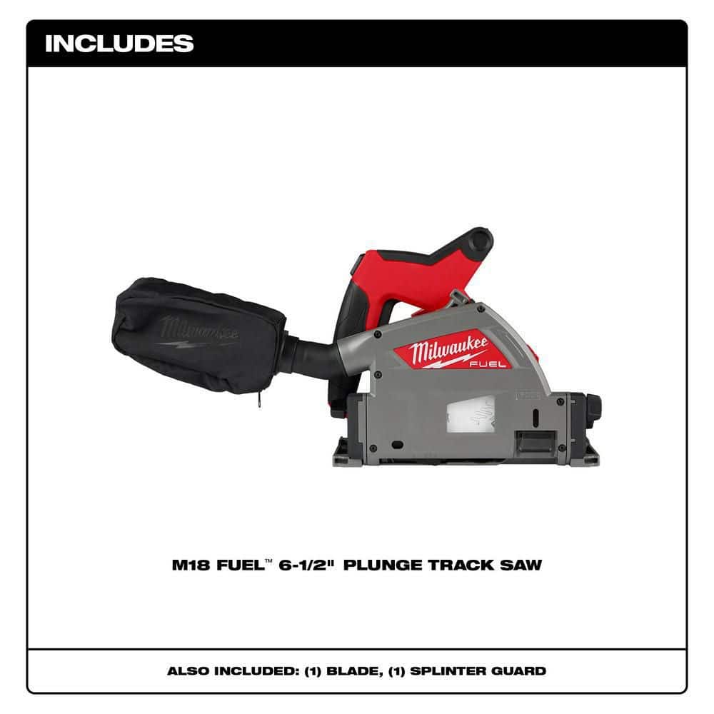 Milwaukee M18 FUEL 18V Lithium-Ion Cordless Brushless 6-1/2 in. Plunge Cut Track Saw with 55 in. Track Saw Guide Rail 2831-20-48-08-0571