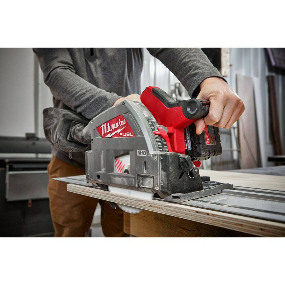 Milwaukee M18 FUEL 18V Lithium-Ion Cordless Brushless 6-1/2 in. Plunge Cut Track Saw with 55 in. Track Saw Guide Rail 2831-20-48-08-0571