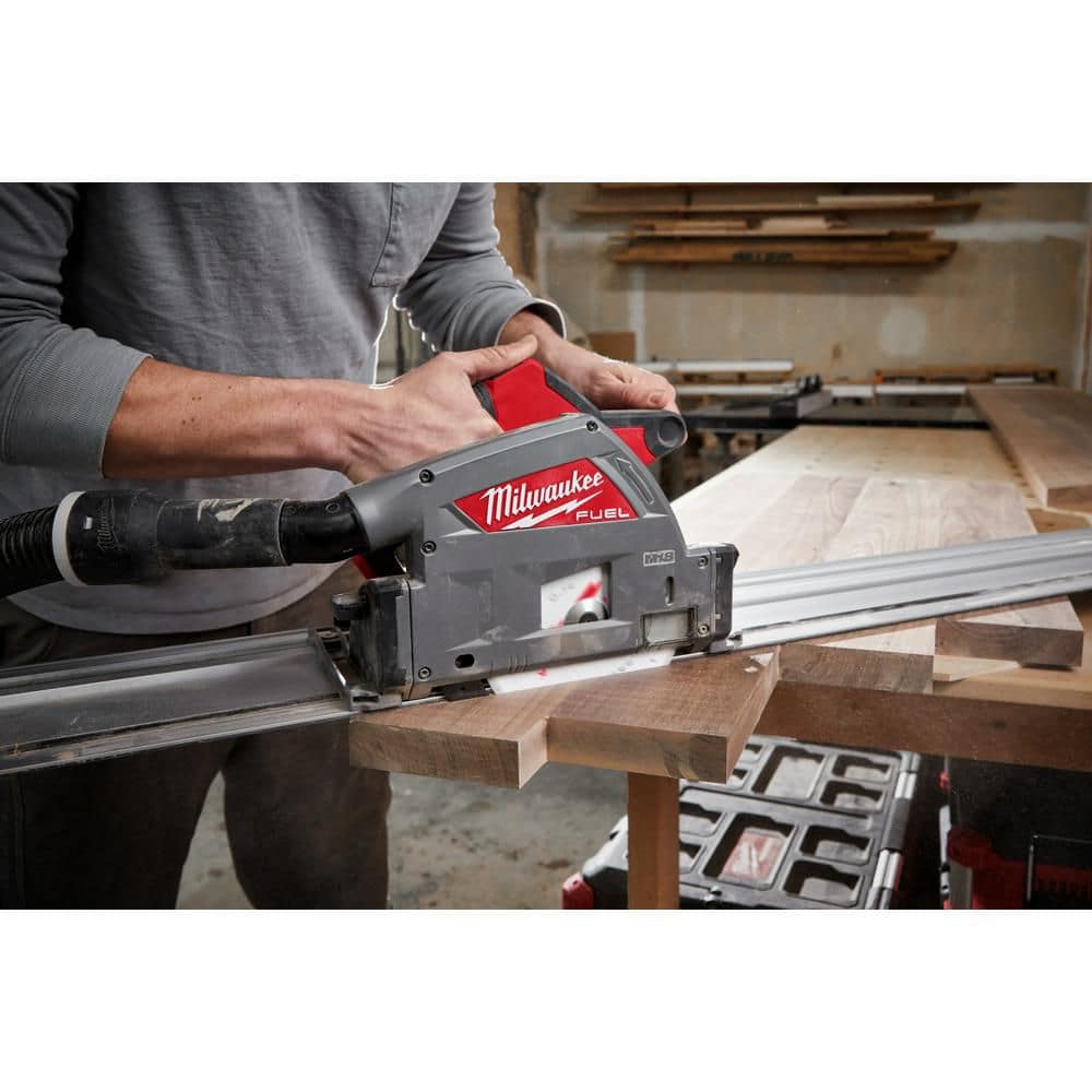 Milwaukee M18 FUEL 18V Lithium-Ion Cordless Brushless 6-1/2 in. Plunge Cut Track Saw with 55 in. Track Saw Guide Rail 2831-20-48-08-0571
