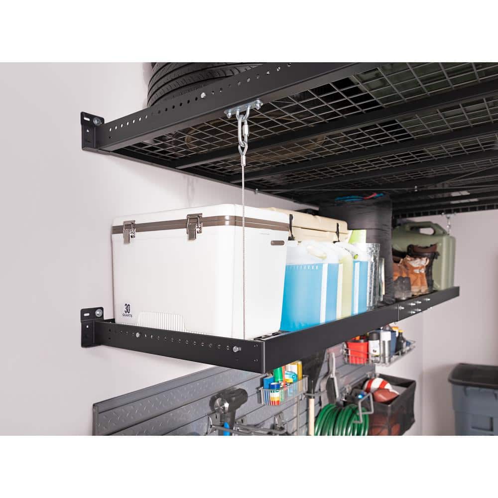 NewAge Products Pro Series 2 ft. x 8 ft. Steel Garage Wall Shelving in Black (2-Pack) 40414