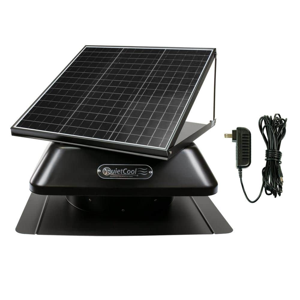 QuietCool 40-Watt Hybrid Solar/Electric Powered Roof Mount Attic Fan with Included Inverter for Nighttime Cooling AFR SLR-40