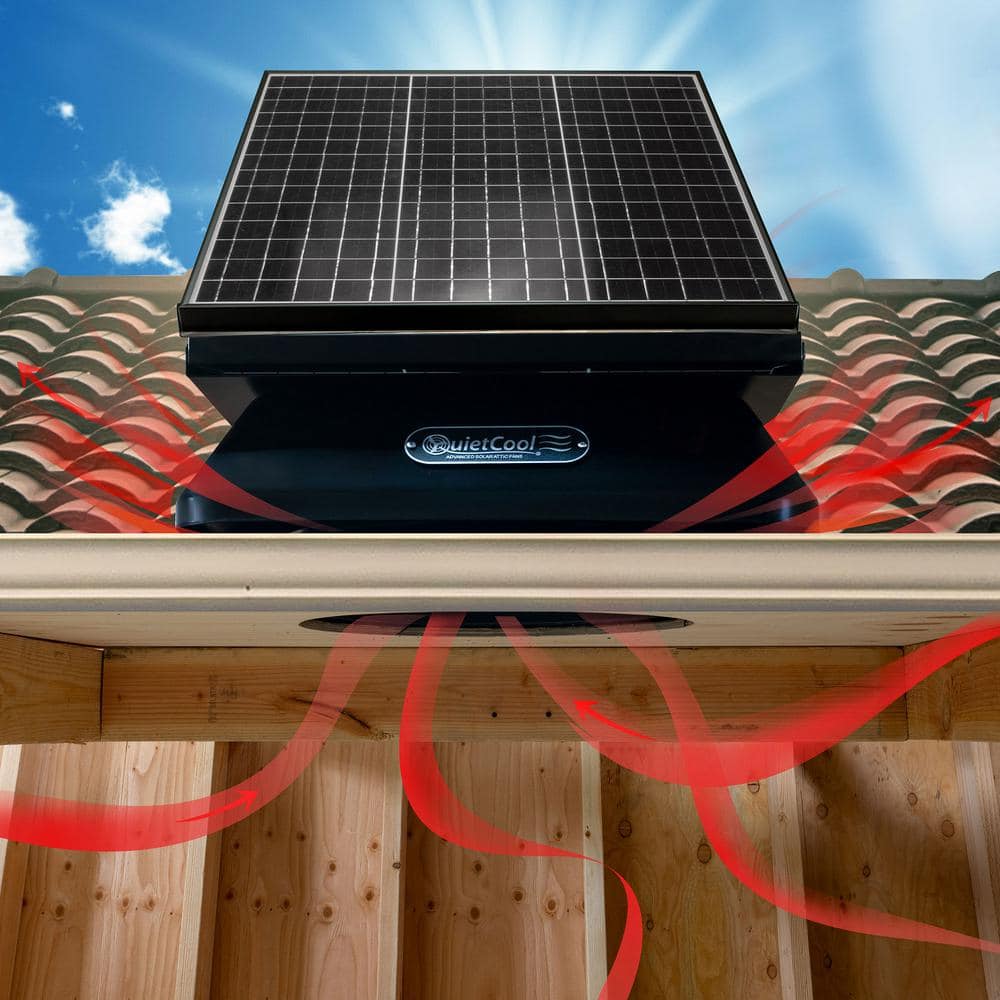 QuietCool 40-Watt Hybrid Solar/Electric Powered Roof Mount Attic Fan with Included Inverter for Nighttime Cooling AFR SLR-40