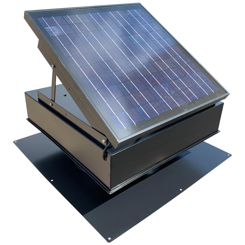 Remington Solar 40-Watt Galvanized Black Steel Roof Mount Solar Attic Fan with Humidistat-Thermostat SF40-BLK