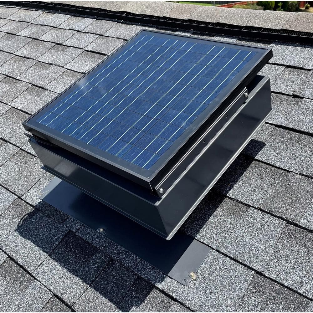 Remington Solar 40-Watt Galvanized Black Steel Roof Mount Solar Attic Fan with Humidistat-Thermostat SF40-BLK
