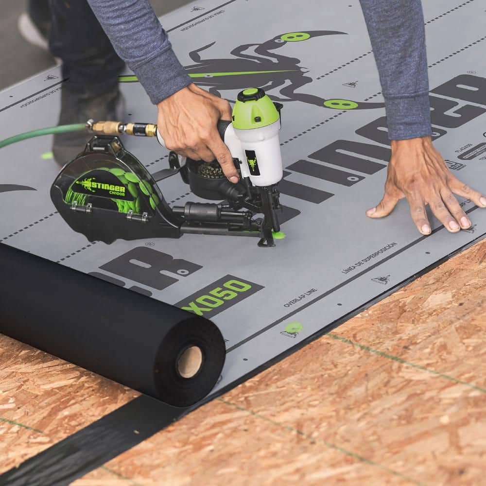 Stinger EXO50 1000 sq. ft. Premium Synthetic Roofing Underlayment Roll 0342975 Stinger EXO50 1000 sq. ft. Premium Synthetic Roofing Underlayment Roll 0342975