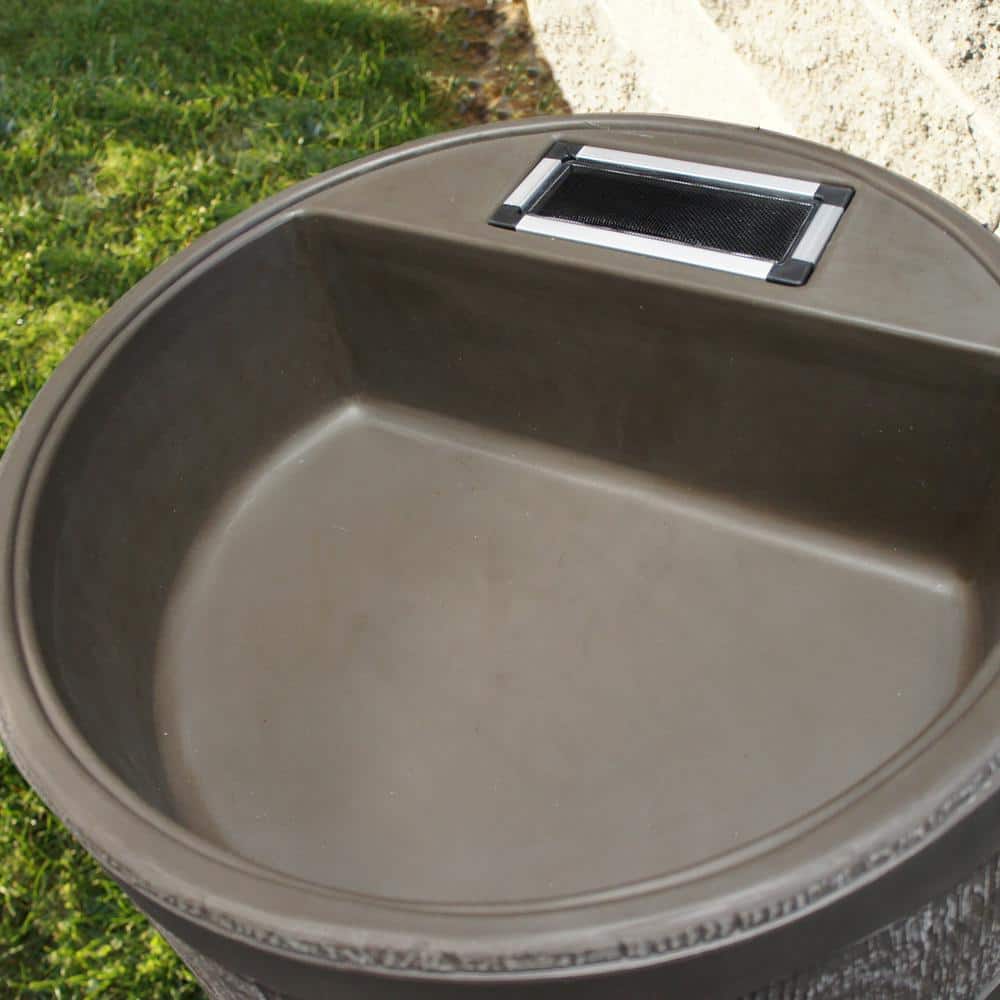 RTS Home Accents 35 Gal. Rain Barrel with Planter Woodgrain with Black Stripes Colour with Brass Spigot 55130002005681