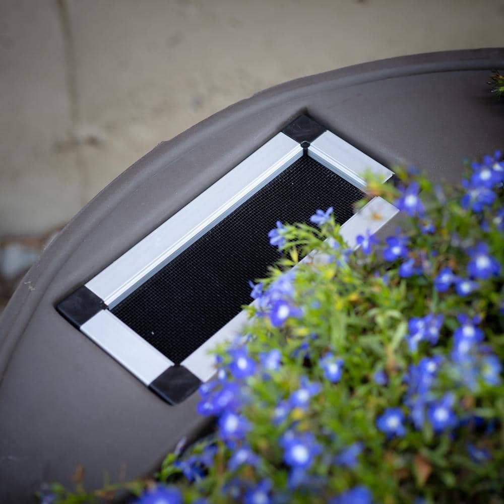 RTS Home Accents 35 Gal. Rain Barrel with Planter Woodgrain with Black Stripes Colour with Brass Spigot 55130002005681