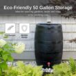 Phewnyzo 50 Gal. Black Plastic Rain Barrel, Recyclable Rain Water Collection Barrel Cabinet for Outdoor Plants, Garden, Landscape 28E105SA05