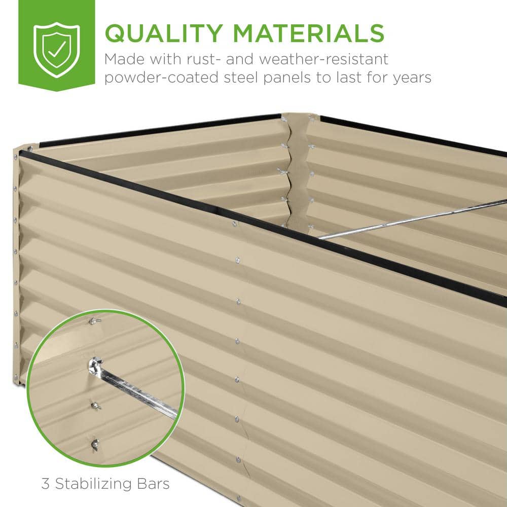 Best Choice Products 8 ft. x 4 ft. x 2 ft. Beige Outdoor Steel Raised Garden Bed, Planter Box for Vegetables, Flowers, Herbs SKY7331