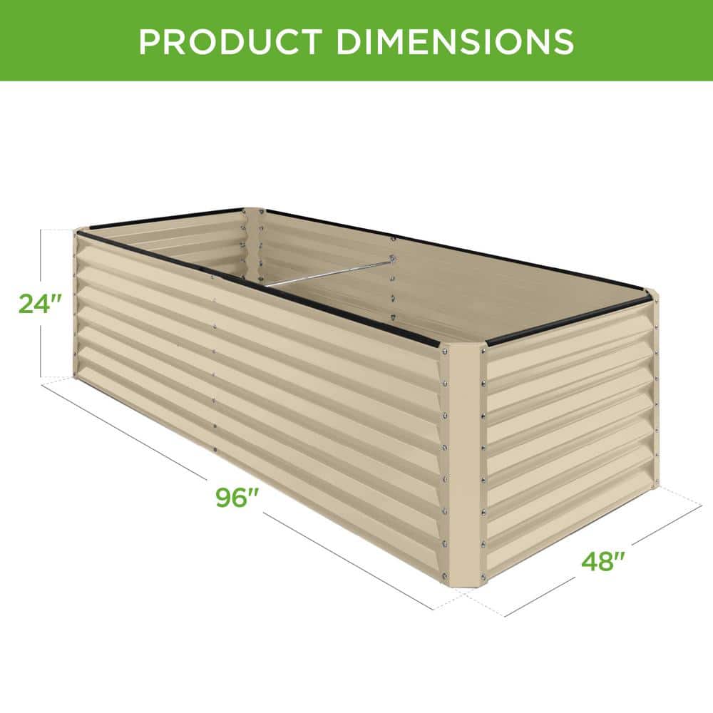 Best Choice Products 8 ft. x 4 ft. x 2 ft. Beige Outdoor Steel Raised Garden Bed, Planter Box for Vegetables, Flowers, Herbs SKY7331