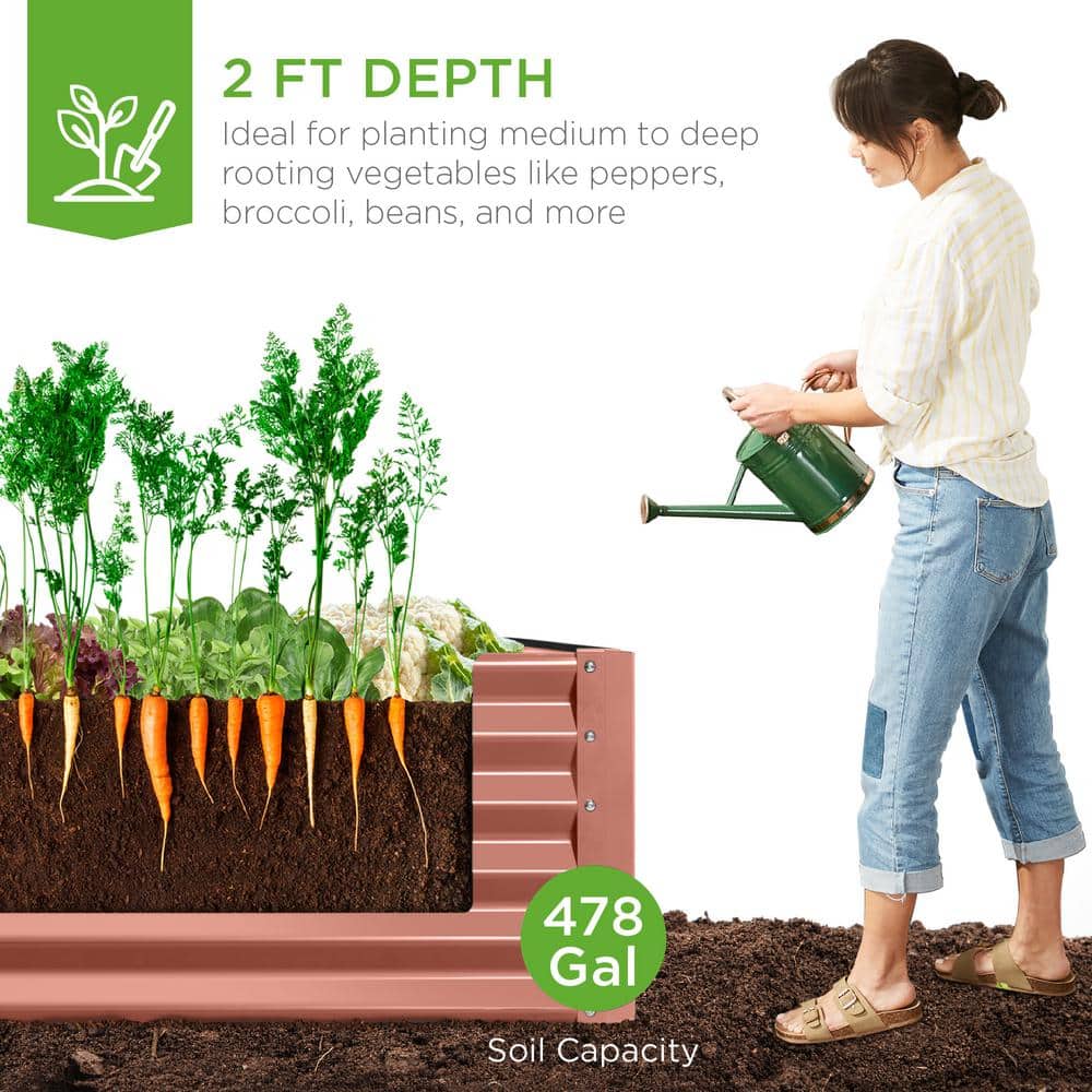 Best Choice Products 8 ft. x 4 ft. x 2 ft. Terracotta Outdoor Steel Raised Garden Bed, Planter Box for Vegetables, Flowers, Herbs SKY7332