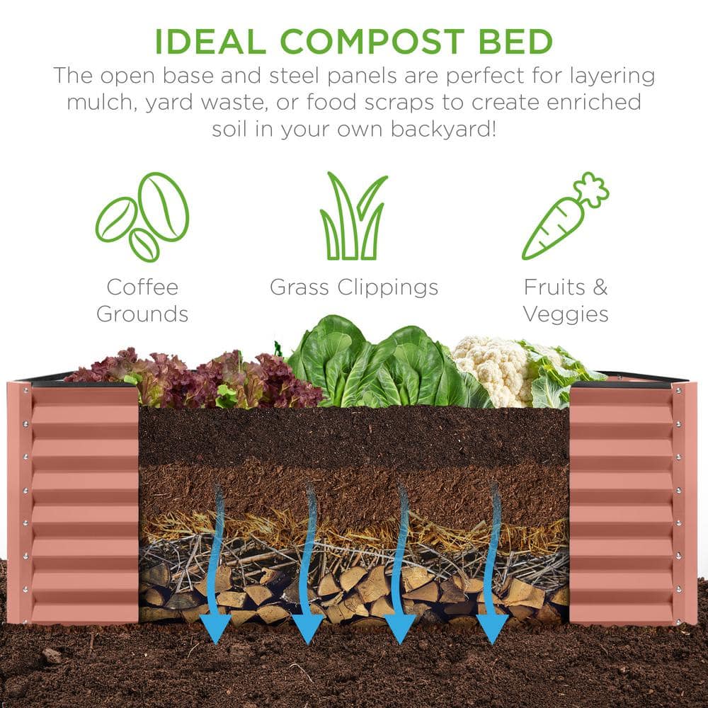 Best Choice Products 8 ft. x 4 ft. x 2 ft. Terracotta Outdoor Steel Raised Garden Bed, Planter Box for Vegetables, Flowers, Herbs SKY7332