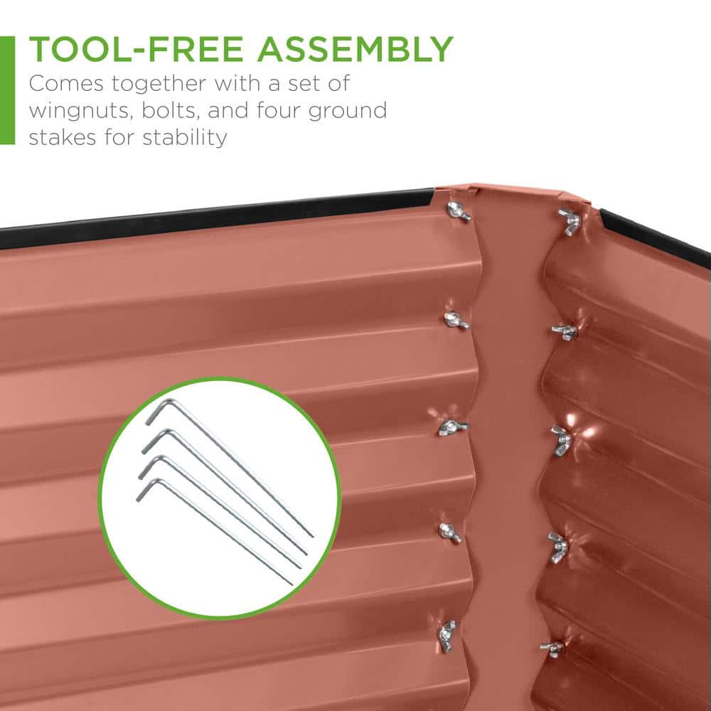 Best Choice Products 8 ft. x 4 ft. x 2 ft. Terracotta Outdoor Steel Raised Garden Bed, Planter Box for Vegetables, Flowers, Herbs SKY7332