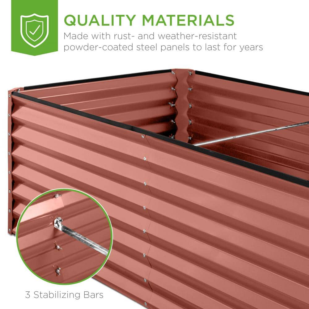 Best Choice Products 8 ft. x 4 ft. x 2 ft. Terracotta Outdoor Steel Raised Garden Bed, Planter Box for Vegetables, Flowers, Herbs SKY7332