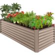 Best Choice Products 8 ft. x 4 ft. x 2 ft. Taupe Outdoor Steel Raised Garden Bed, Planter Box for Vegetables, Flowers, Herbs SKY7330