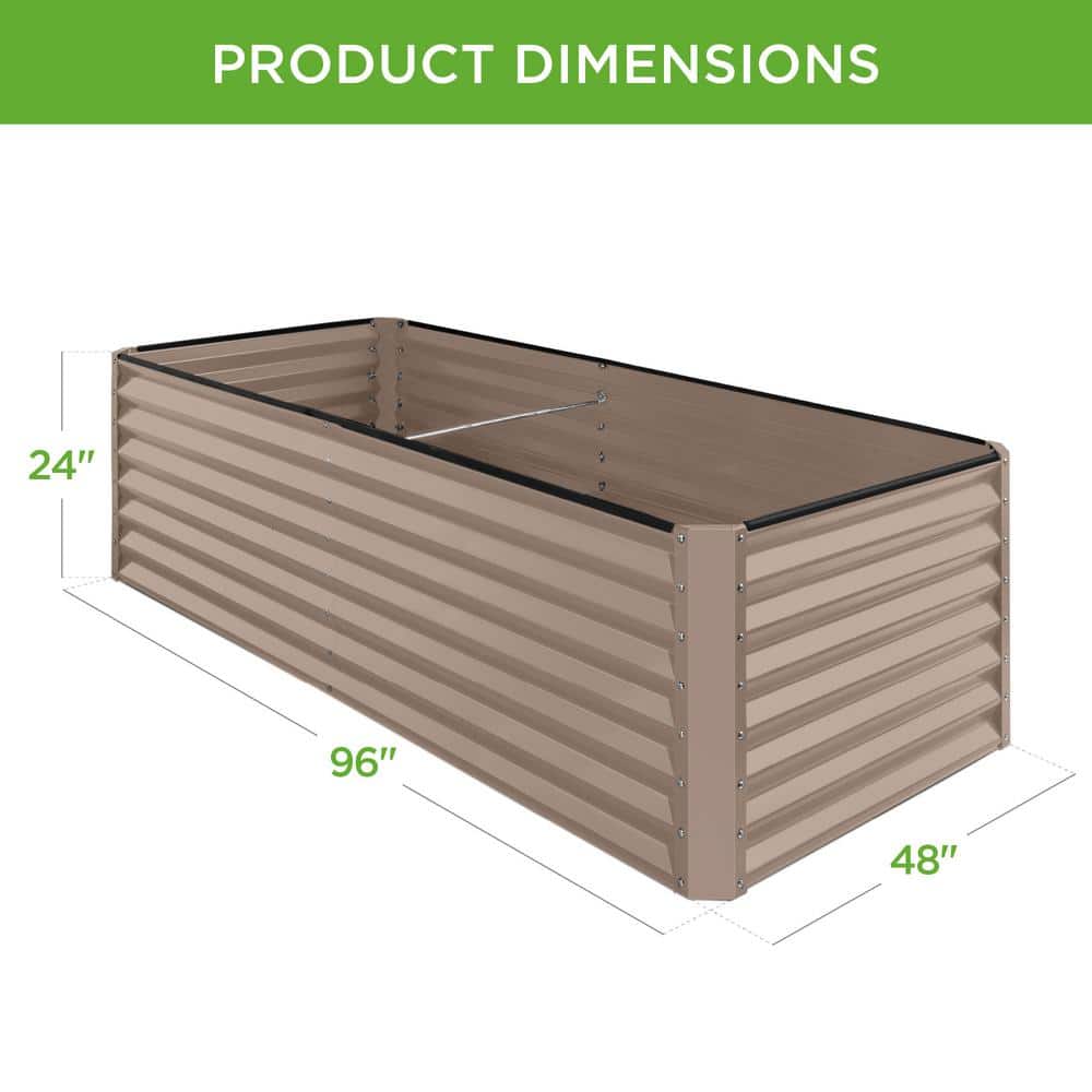 Best Choice Products 8 ft. x 4 ft. x 2 ft. Taupe Outdoor Steel Raised Garden Bed, Planter Box for Vegetables, Flowers, Herbs SKY7330