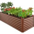 Best Choice Products 8 ft. x 4 ft. x 2 ft. Wood Grain Outdoor Steel Raised Garden Bed, Planter Box for Vegetables, Flowers, Herbs SKY6617