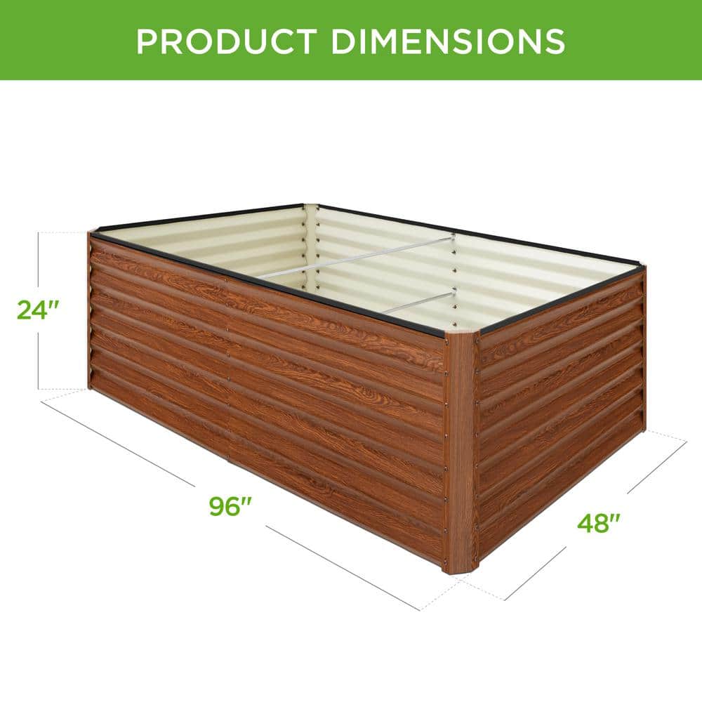 Best Choice Products 8 ft. x 4 ft. x 2 ft. Wood Grain Outdoor Steel Raised Garden Bed, Planter Box for Vegetables, Flowers, Herbs SKY6617 Best Choice Products 8 ft. x 4 ft. x 2 ft. Wood Grain Outdoor Steel Raised Garden Bed, Planter Box for Vegetables, Flowers, Herbs SKY6617