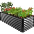 Best Choice Products 8 ft. x 4 ft. x 2 ft. Gray Outdoor Steel Raised Garden Bed Planter Box for Vegetables, Flowers, Herbs SKY6372