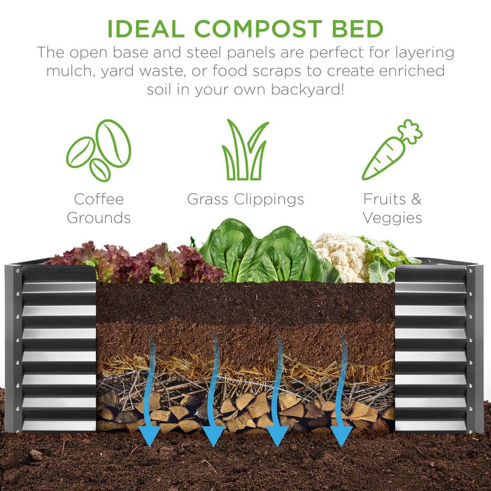 Best Choice Products 8 ft. x 4 ft. x 2 ft. Gray Outdoor Steel Raised Garden Bed Planter Box for Vegetables, Flowers, Herbs SKY6372