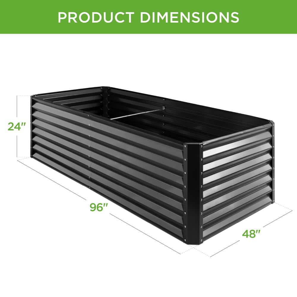Best Choice Products 8 ft. x 4 ft. x 2 ft. Gray Outdoor Steel Raised Garden Bed Planter Box for Vegetables, Flowers, Herbs SKY6372