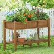 LUE BONA 48 in. x 18 in. x 30 in. Teak Raised Planter Boxes, Elevated Plastic Garden Bed Stand for Backyard, Patio, Balcony DPTHD230022-10