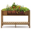 LUE BONA 48 in. x 18 in. x 30 in. Teak Raised Planter Boxes, Elevated Plastic Garden Bed Stand for Backyard, Patio, Balcony DPTHD230022-10